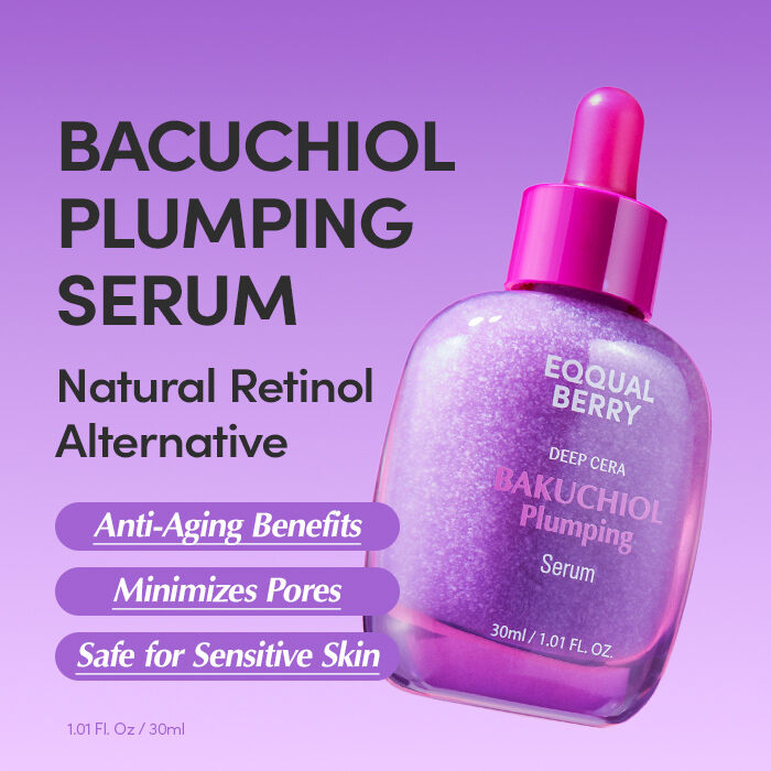 EQQUALBERRY Bakuchiol Plumping Serum – Korean anti-aging serum with natural bakuchiol and berry extracts, available at Beauty Cave Cyprus.