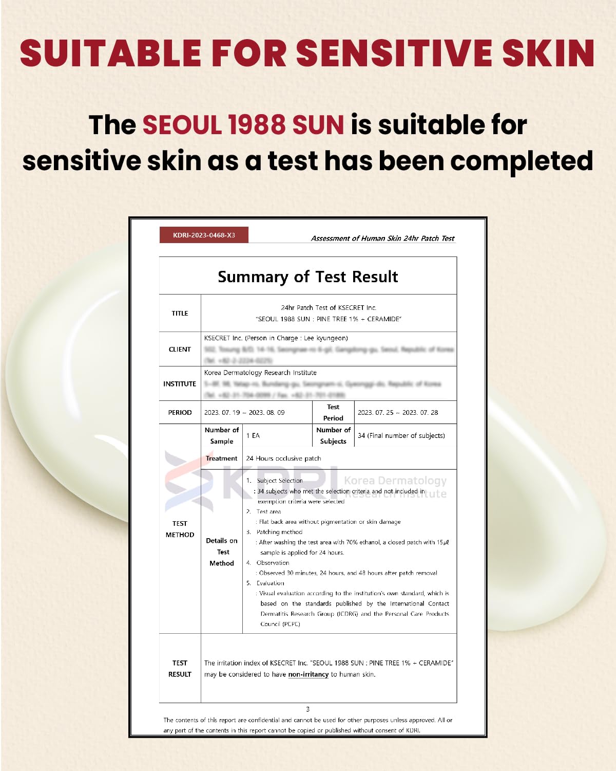 K-SECRET SEOUL 1988 Sun : Pine Tree + Ceramide, 50ml