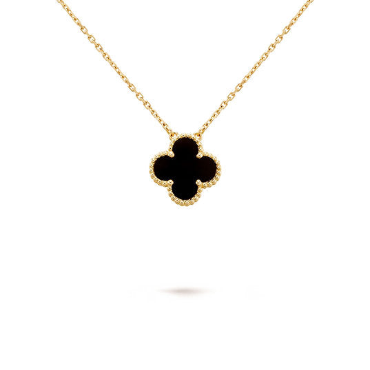 Black Flower Necklace Stainless Steel