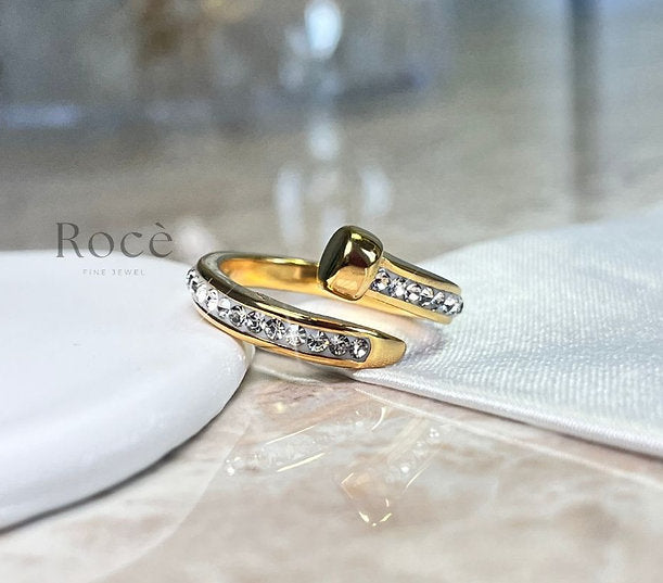Strass Ring 18K Gold Plated