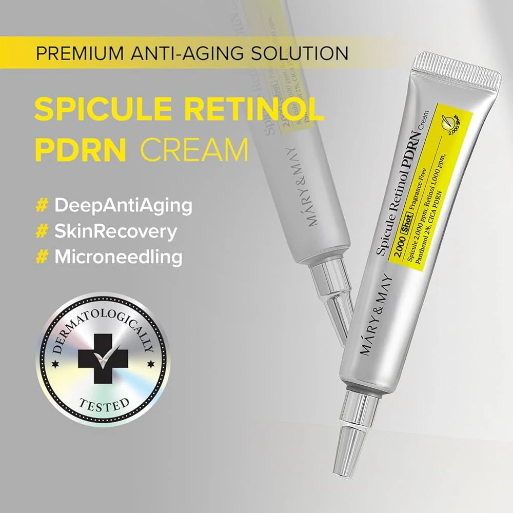 Mary&May spicule cream texture – microneedle retinol Korean skincare Cyprus