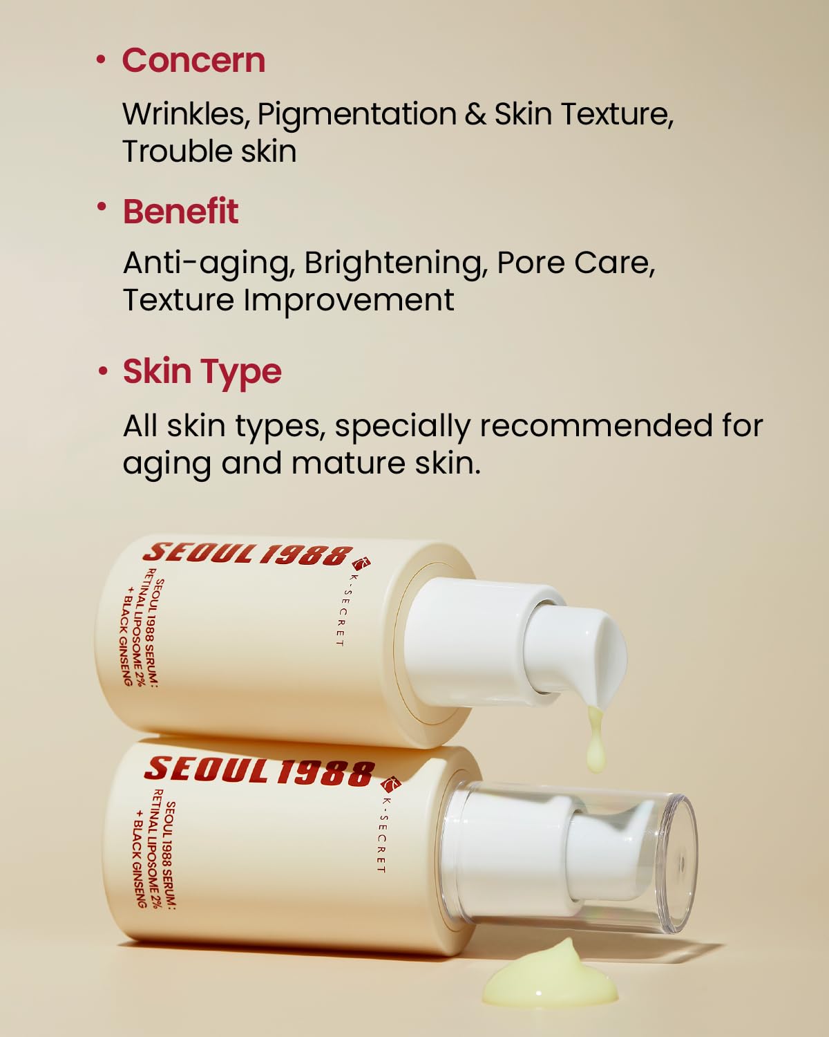 K-SECRET - SEOUL 1988 Serum : Retinal Liposome 2% + Black Ginseng 30ml