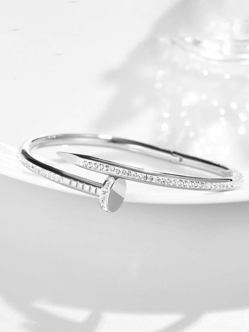 Strass Silver Bangle Titanium Steel