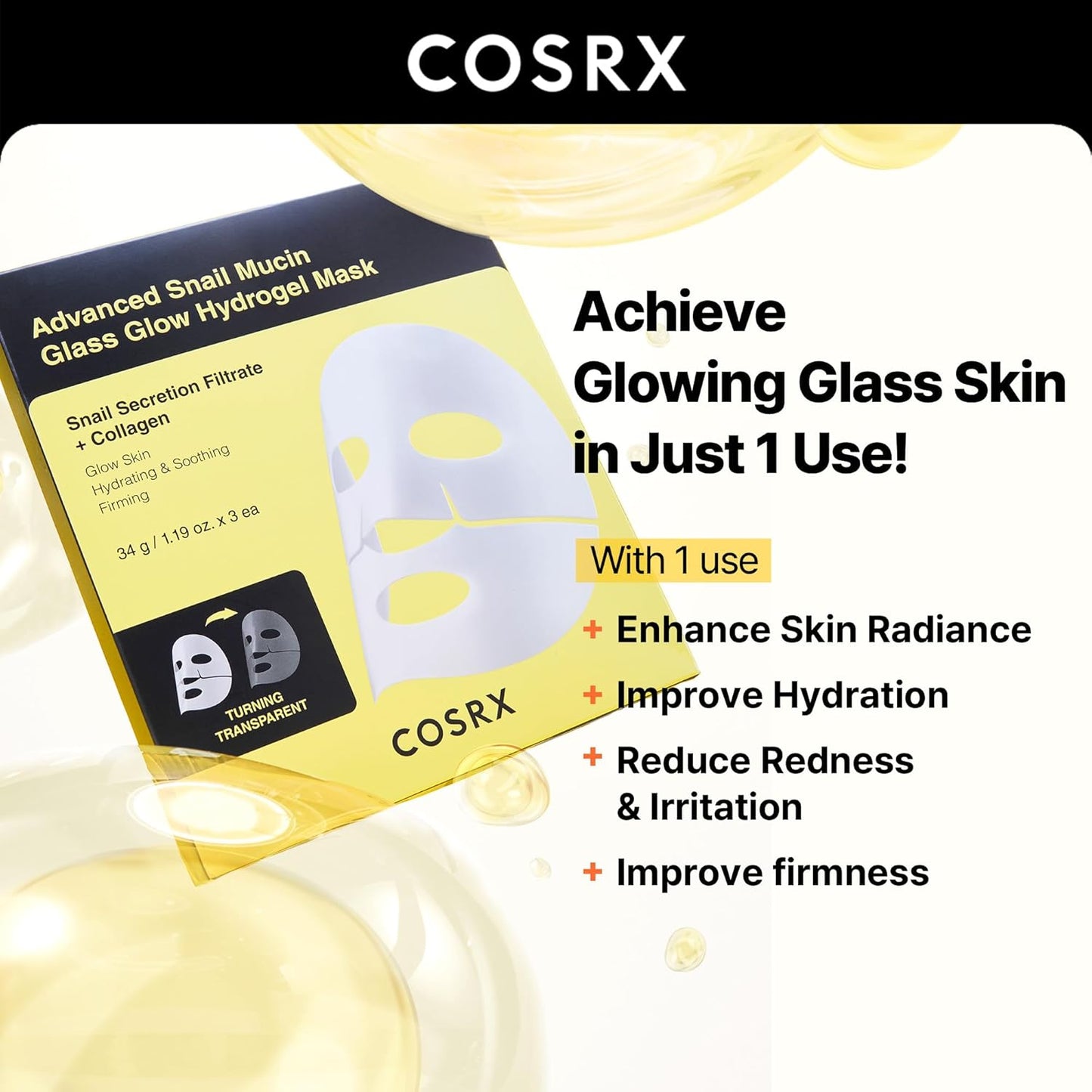 COSRX Advanced Snail Mucin Glass Glow Hydrogel Face Mask