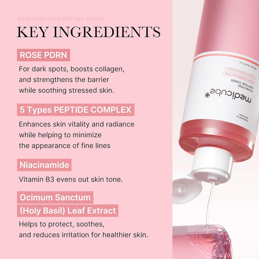 Medicube PDRN Pink Cica Soothing Toner 250ml – Korean calming and anti-aging toner with PDRN and Cica, available at Beauty Cave Cyprus.