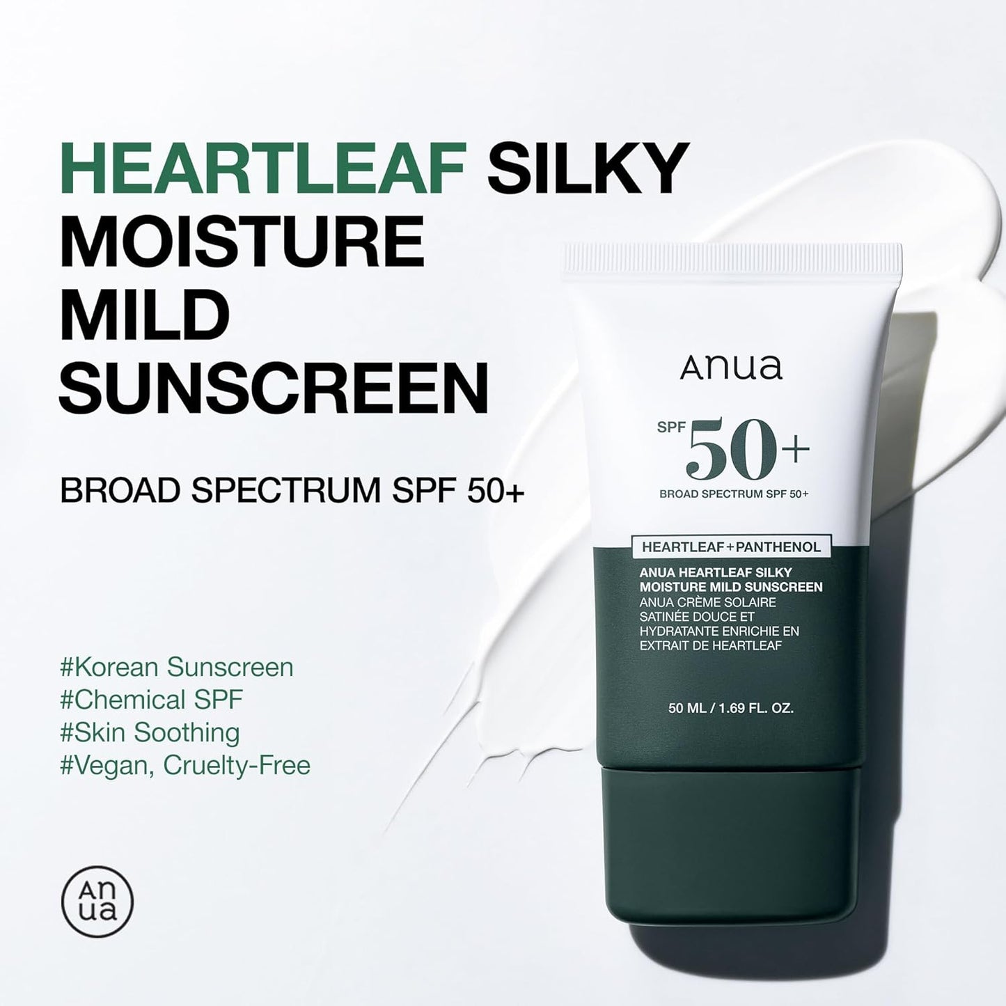Anua Heartleaf Μεταξένια Ενυδατική Αντηλιακή Κρέμα