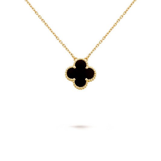 Black Flower Necklace Stainless Steel