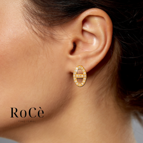 Oval strass 18K Gold Plated