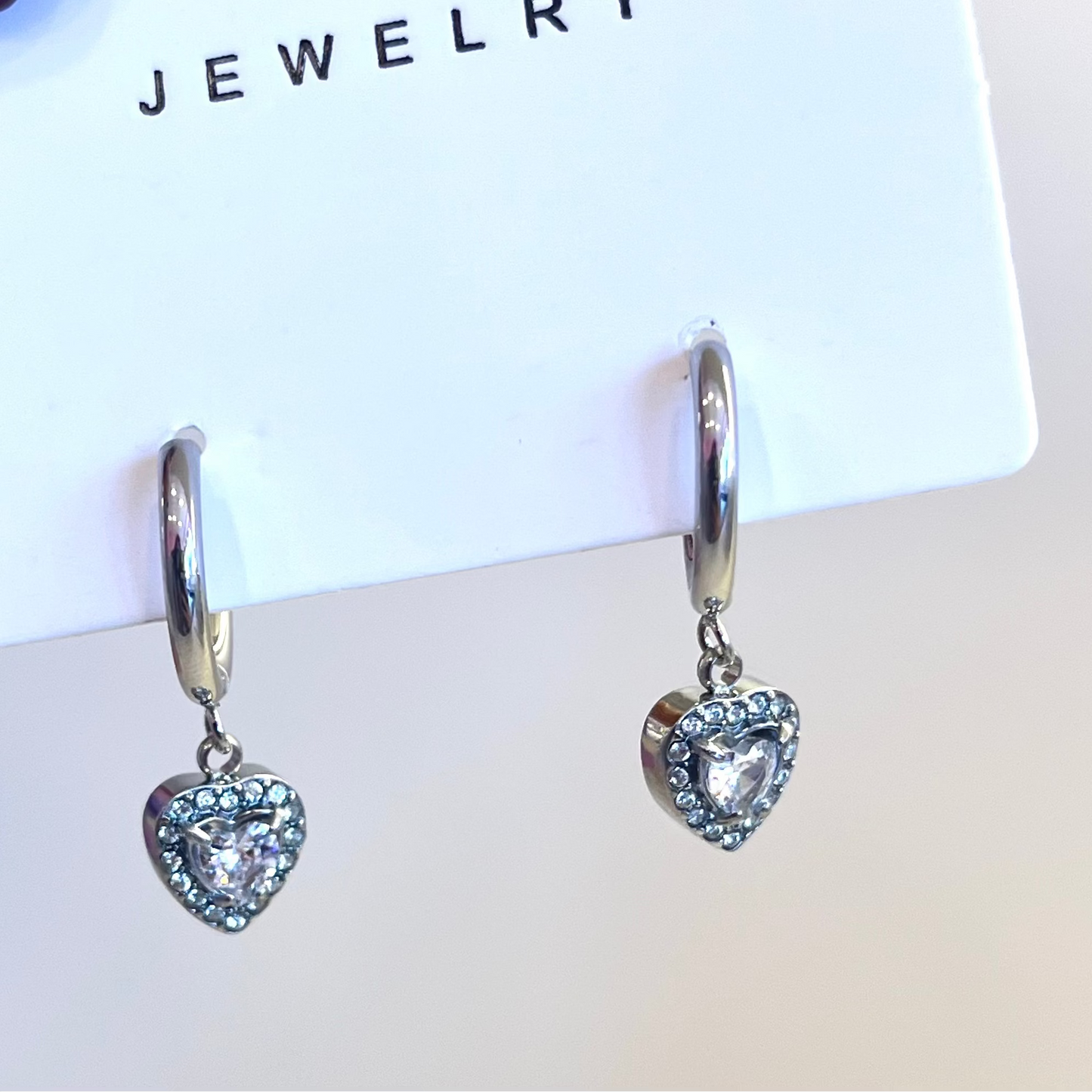 Strass Heart Silver Earrings