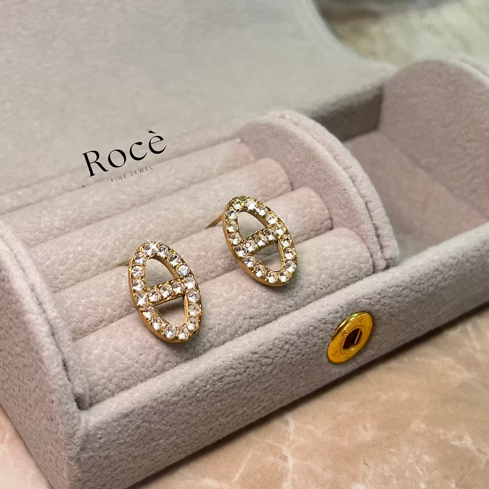 Oval strass 18K Gold Plated