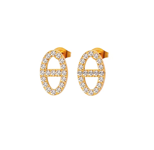 Oval strass 18K Gold Plated