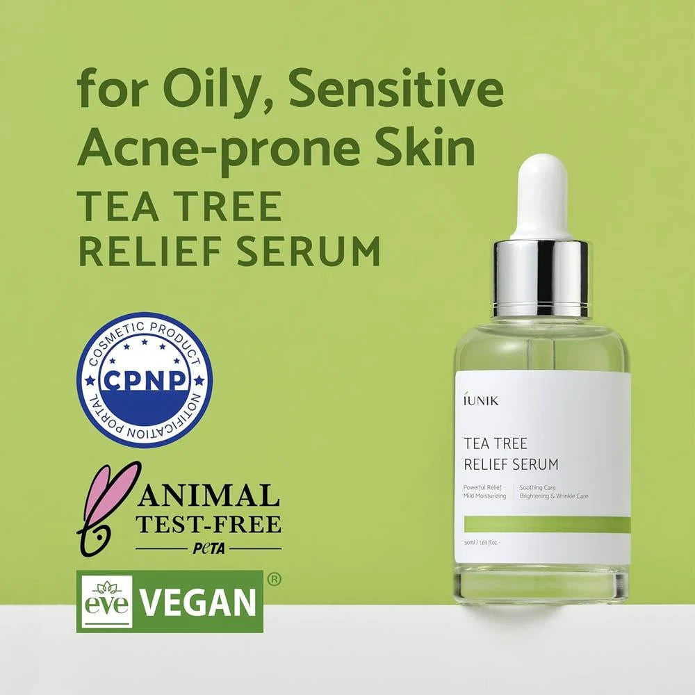 iUNIK tea tree serum bottle – Beauty Cave Nicosia acne care skincare
