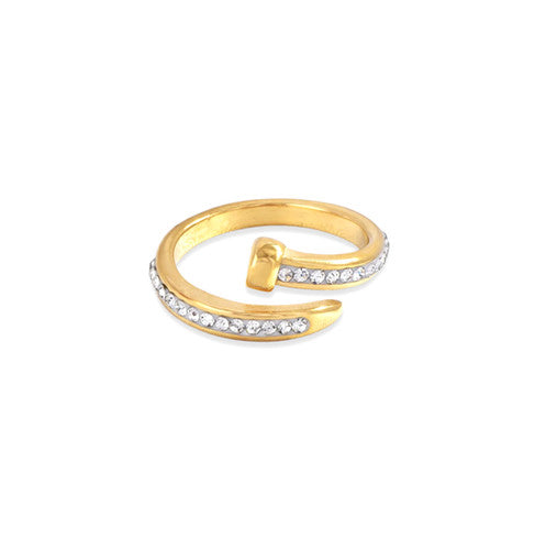 Strass Ring 18K Gold Plated
