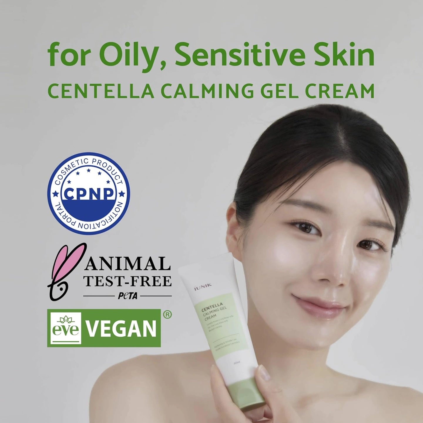 iUNIK Centella Cream applied on skin – soothing Korean gel cream Cyprus

