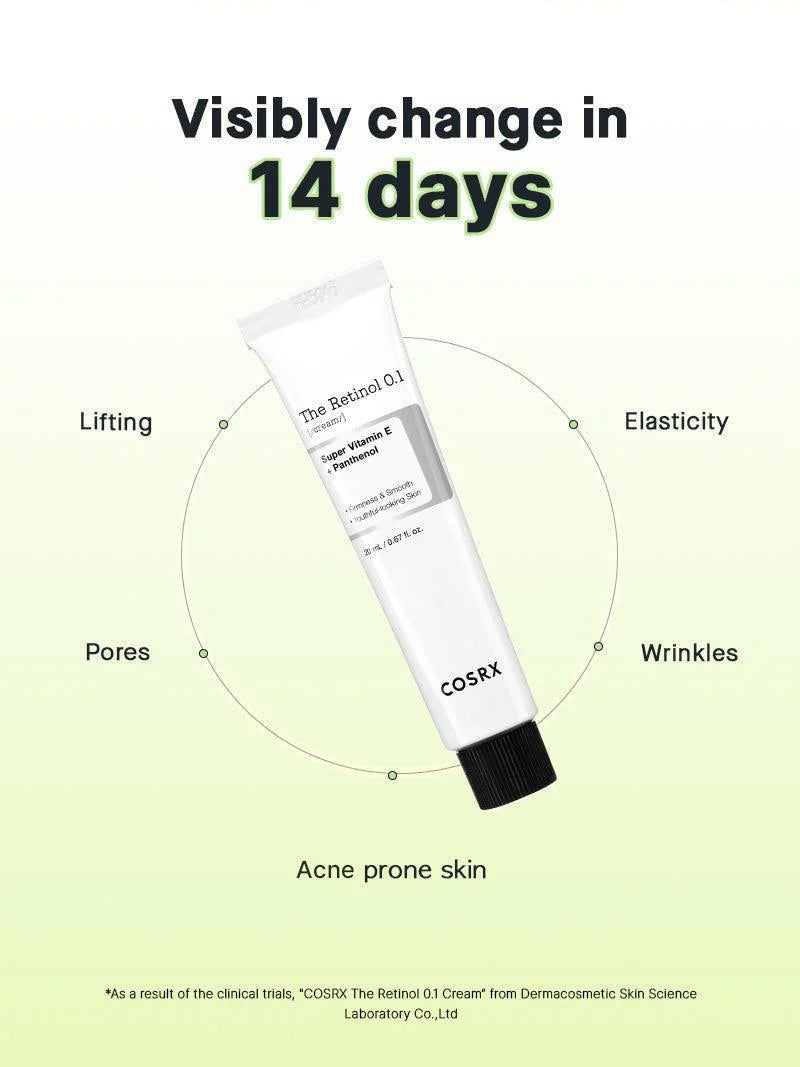 COSRX The Retinol 0.1 Cream – Korean anti-aging night cream with 0.1% pure retinol, available at Beauty Cave Cyprus